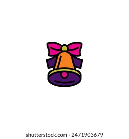 Original vector illustration. A bell icon with a bow. Hand drawn, not AI