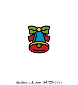 Original vector illustration. A bell icon with a bow. Hand drawn, not AI