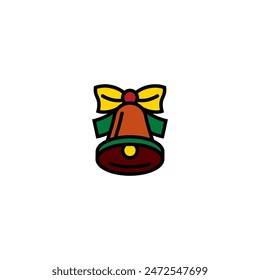 Original vector illustration. A bell icon with a bow. Hand drawn, not AI