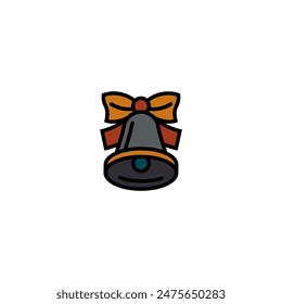 Original vector illustration. A bell icon with a bow. Hand drawn, not AI