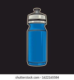 Original vector illustration. Blue sports water bottle.