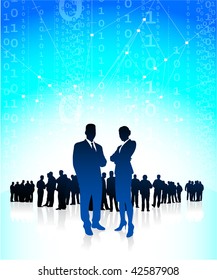 Original Vector Illustration: Business executives with global financial team AI8 compatible