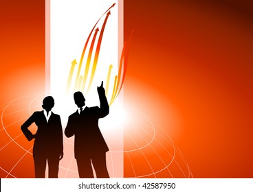 Original Vector Illustration: Business executives or red internet background with arrows AI8 compatible