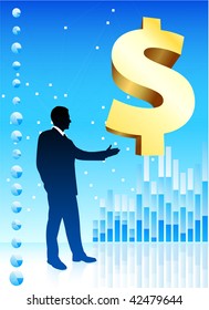 Ilustración vectorial original: El hombre de negocios en segundo plano con el dólar dorado File es compatible con AI8