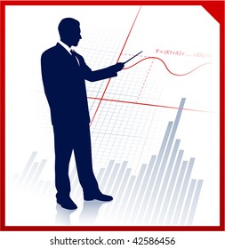 Original Vector Illustration: Business man on background with financial equation AI8 compatible