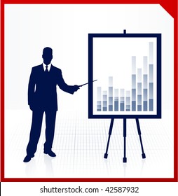 Original Vector Illustration: Business man on background with financial charts AI8 compatible