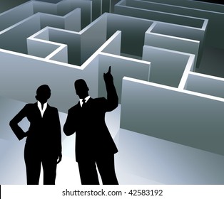 Ilustración vectorial original: Equipo de trabajo en segundo plano compatible con maze AI8