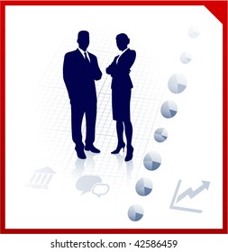 Ilustración vectorial original: siluetas de equipo de negocios compatibles con el entorno corporativo AI8
