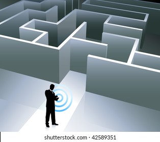 Original-Vektorgrafik: Internethintergrund für Geschäftsleute mit AI8-kompatiblem Labyrinth