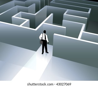 Original Vector Illustration: Businessman internet background with maze AI8 compatible