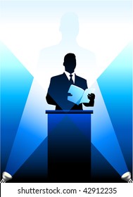 Original Vector Illustration: Business/political Speaker Silhouette Background AI8 Compatible