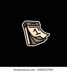 Original vector illustration. Calendar icon with tear-off leaves. Hand drawn, not AI