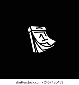 Original vector illustration. Calendar icon with tear-off leaves. Hand drawn, not AI
