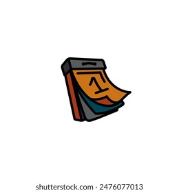 Original vector illustration. Calendar icon with tear-off leaves. Hand drawn, not AI