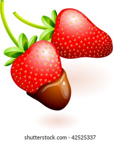Ilustración vectorial original: fresas cubiertas de chocolate compatibles con AI8
