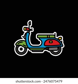 Original vector illustration. City scooter. A contour icon. Hand drawn, not AI