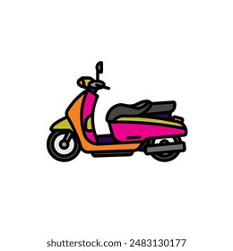 Original vector illustration. City scooter. A contour icon. Hand drawn, not AI