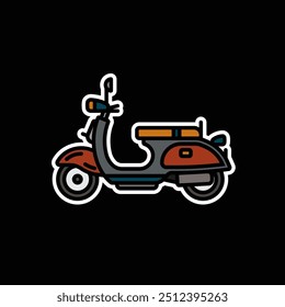 Original vector illustration. City scooter. A contour icon. Hand drawn, not AI