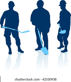 Original Vector Illustration: construction workers silhouette AI8 compatible