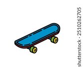 Original vector illustration. A contour icon. Vintage skateboard. Hand drawn, not AI