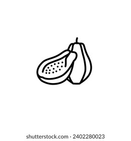 Ilustración vectorial original. Un icono de contorno de un papaya maduro. Dibujado a mano, no IA
