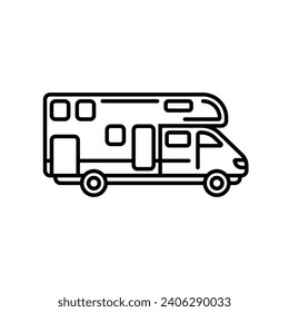 Original vector illustration. A contour icon of a mobile home. Hand drawn, not AI