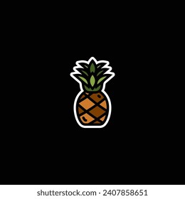 Original vector illustration. Contour icon of a ripe pineapple. Hand drawn, not AI