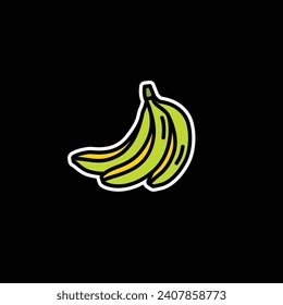 Original vector illustration. Contour icon of ripe bananas. Hand drawn, not AI