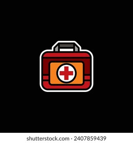 Original vector illustration. Contour icon of the first-aid kit. Hand drawn, not AI