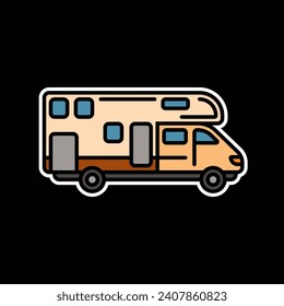 Original vector illustration. A contour icon of a mobile home. Hand drawn, not AI