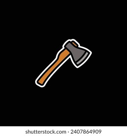 Original vector illustration. The contour icon of a hiking hatchet. Hand drawn, not AI