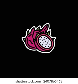 Ilustración vectorial original. Icono de contorno de una pitahaya madura. Dibujado a mano, no IA