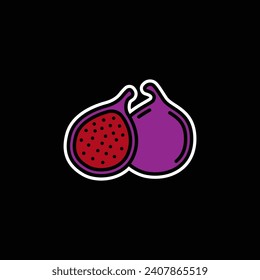 Original vector illustration. Contour icon of ripe figs. Hand drawn, not AI