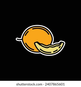 Original vector illustration. Contour icon of a ripe melon. Hand drawn, not AI