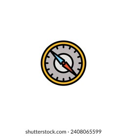 Original vector illustration. The contour icon is a hiking compass. Hand drawn, not AI