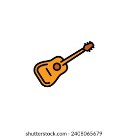 Original vector illustration. The contour icon of an acoustic guitar. Hand drawn, not AI