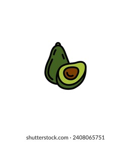 Ilustración vectorial original. Un icono de contorno de un aguacate maduro. Dibujado a mano, no IA