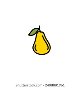 Original vector illustration. Contour icon of a ripe pear. Hand drawn, not AI