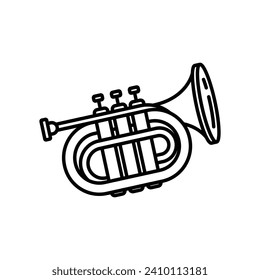 Original vector illustration. A contour icon. A wind musical instrument. Tube. A design element. Hand drawn, not AI