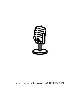 Ilustración vectorial original. Icono de contorno de un micrófono retro de estudio. Un elemento de diseño. Dibujado a mano, no IA