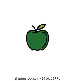 Original vector illustration. Contour icon of a ripe green apple. Hand drawn, not AI