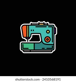 Original vector illustration. Contour icon of an electric sewing machine. A design element. Hand drawn, not AI