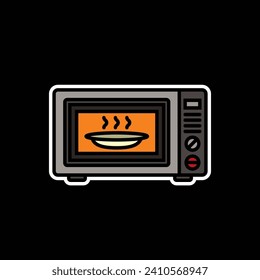 Original vector illustration. A contour icon. A microwave. A design element. Hand drawn, not AI