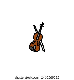 Original vector illustration. A contour icon. A bowed musical instrument. Violin. A design element. Hand drawn, not AI