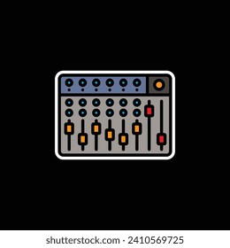 Original vector illustration. The contour icon of the music mixing console. A design element. Hand drawn, not AI