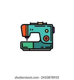 Original vector illustration. Contour icon of an electric sewing machine. A design element. Hand drawn, not AI