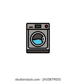 Original vector illustration. A contour icon. Electrical appliance, washing machine. Washer. A design element. Hand drawn, not AI