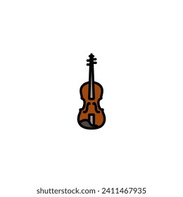 Original vector illustration. A contour icon. A bowed musical instrument. Violin. A design element. Hand drawn, not AI