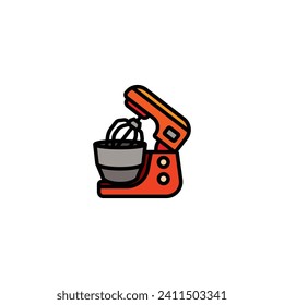 Original vector illustration. A contour icon.  An element of household appliances for cooking. Kitchen mixer. A design element. Hand drawn, not AI