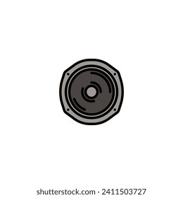 Original vector illustration. The contour icon of the speaker from the music column. Hand drawn, not AI